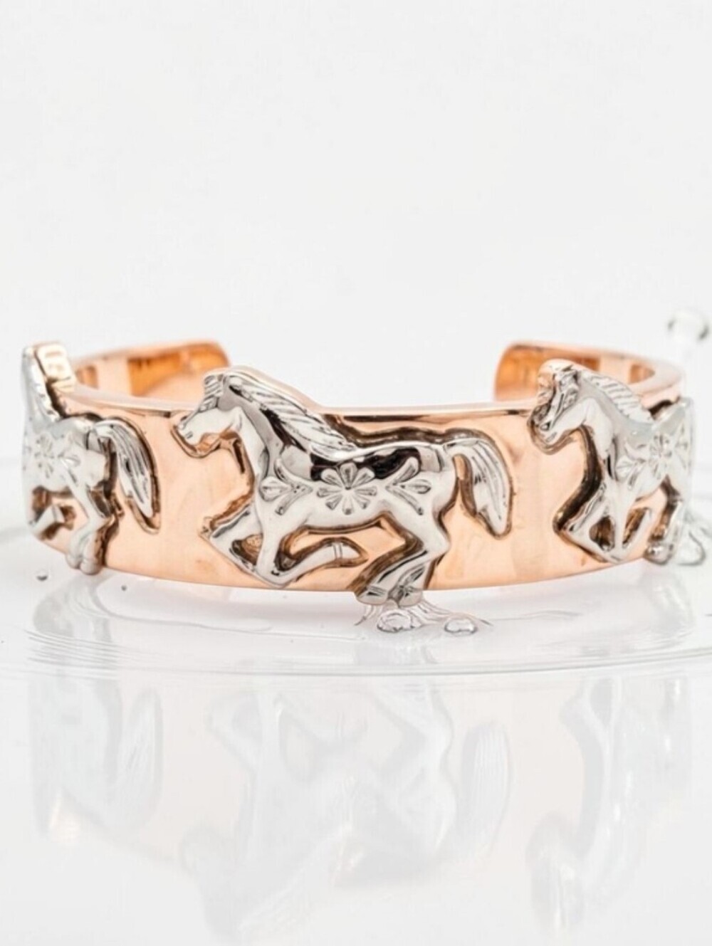 🐎▪️ Piper K▪️ Stunning  Silver Horse Hinged Gold and Gold Tone Bracelet